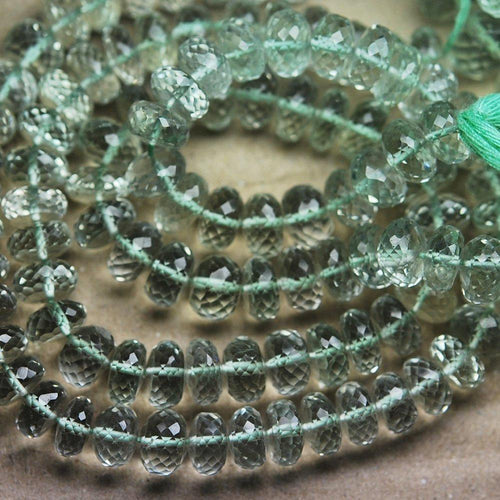 Natural Green Amethyst Faceted Rondelle Loose Gemstone Beads Strand 7mm 8mm 4