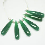 Natural Green Chalcedony Faceted Long Tear Drop Beads 30x7mm 6pc