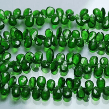 Load image into Gallery viewer, Natural Green Chrome Diopside Faceted Pear Drop Gemstone Beads 10pc 7mm 8mm - Jalvi &amp; Co.