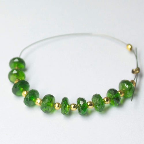 Natural Green Chrome Diopside Faceted Rondelle Beads 6mm 10pc - Jalvi & Co.