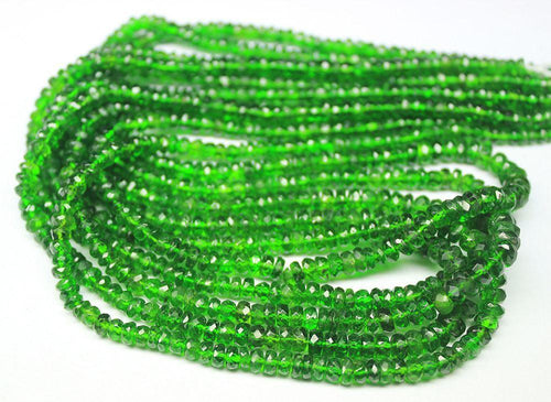 Natural Green Chrome Diopside Faceted Rondelle Loose Gemstone Beads 8