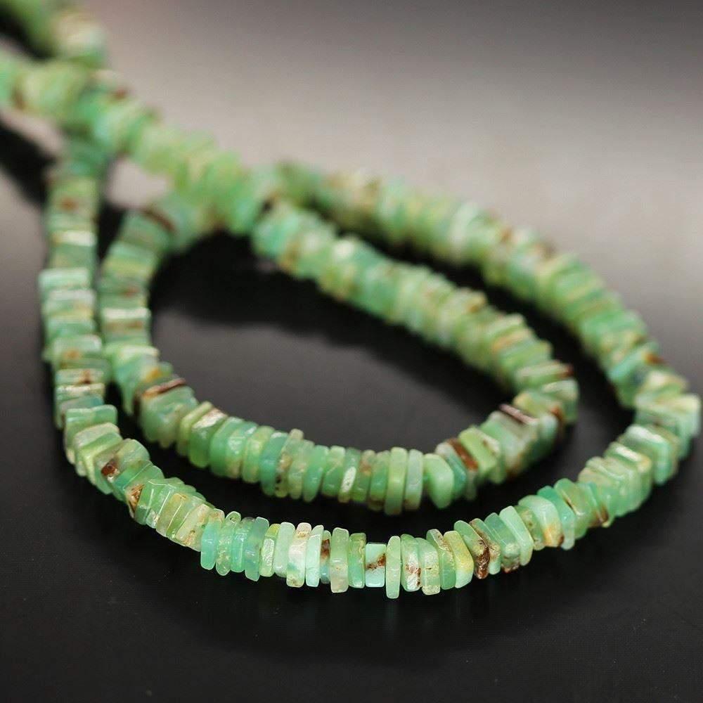 Natural Green Chrome Smooth Heishi Square Beads 4mm 4.5mm 16inches - Jalvi & Co.