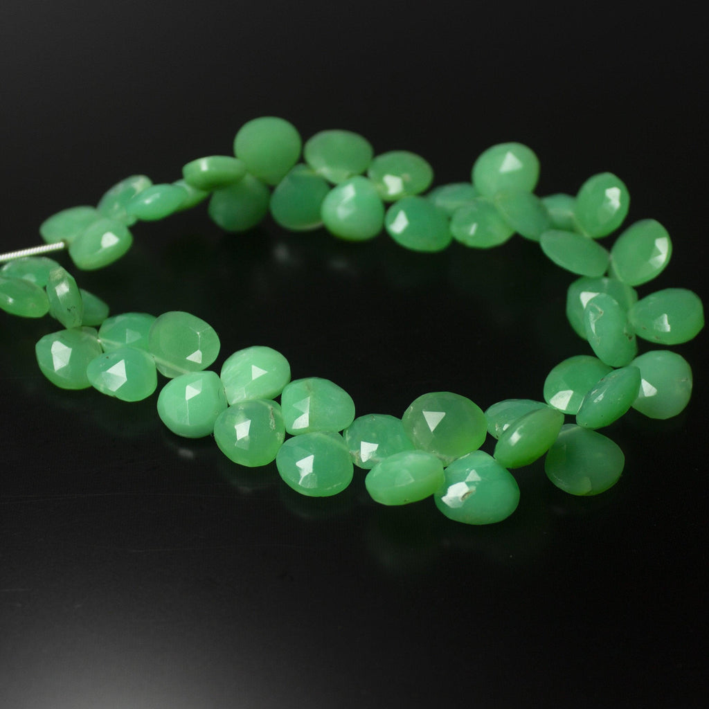 Natural Green Chrysoprase Faceted Heart Drop Beads 8mm 10mm 8inches - Jalvi & Co.