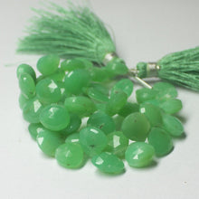 Load image into Gallery viewer, Natural Green Chrysoprase Faceted Heart Drop Beads 8mm 10mm 8inches - Jalvi &amp; Co.