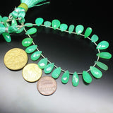 Natural Green Chrysoprase Faceted Pear Drop Beads 12.5mm 15.5mm 4inches