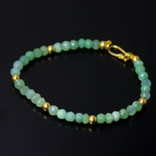 Load image into Gallery viewer, Natural Green Chrysoprase Faceted Rondelle 18k Solid Gold Beaded Bracelet 6 inches - Jalvi &amp; Co.