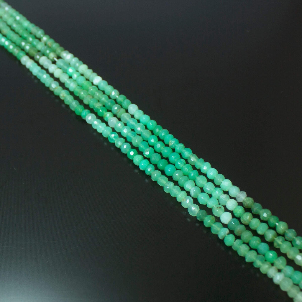 Natural Green Chrysoprase Faceted Rondelle Beads 4.5mm 13inches - Jalvi & Co.