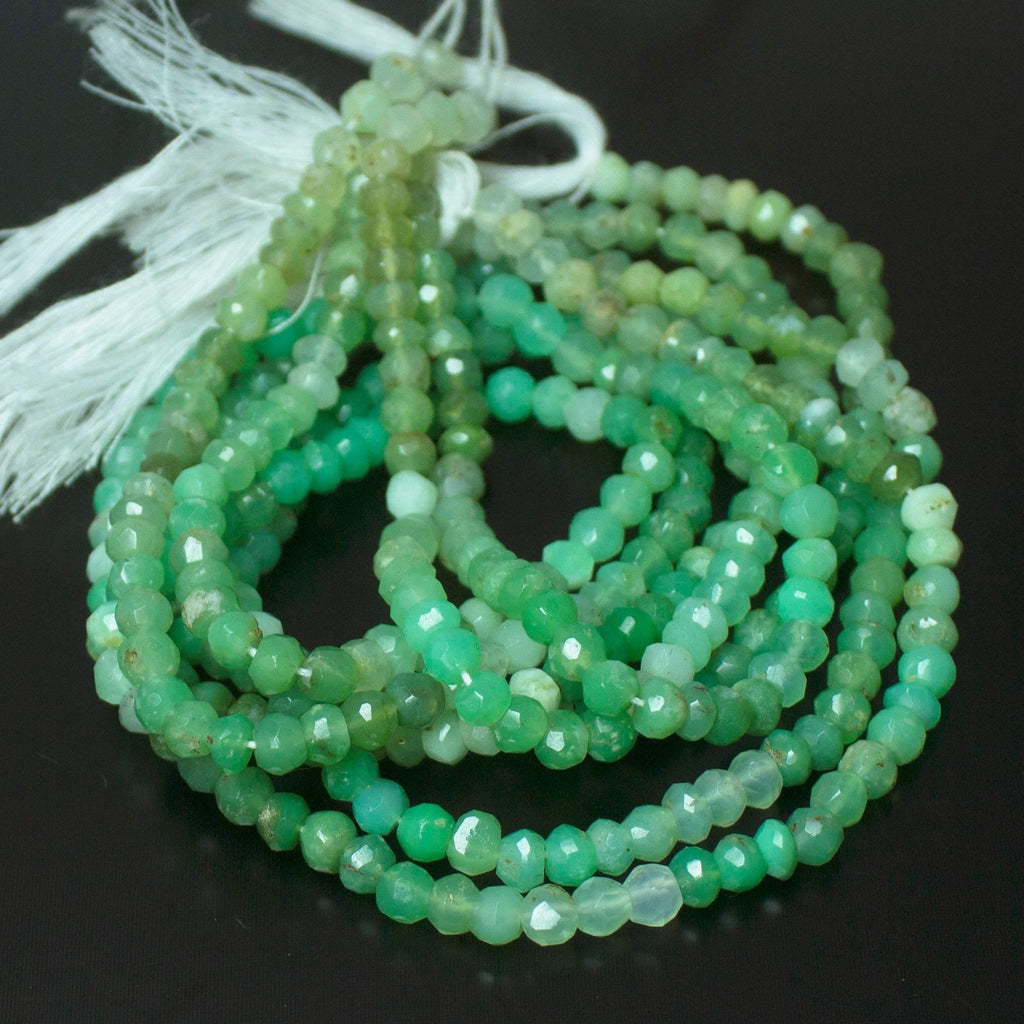 Natural Green Chrysoprase Faceted Rondelle Beads 4.5mm 13inches - Jalvi & Co.