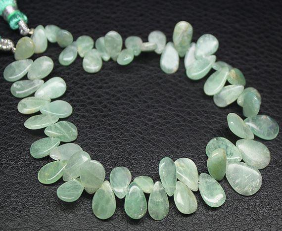 Natural Green Chrysoprase Smooth Pear Drop Gemstone Beads Strand 8" 9mm 13mm - Jalvi & Co.