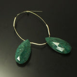 Natural Green Emerald Faceted Pear Drop Beads 25x12mm 2pc