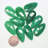 Natural Green Emerald Faceted Pear Drop Gemstone Pair Beads 1 Pair 30mm x 15mm