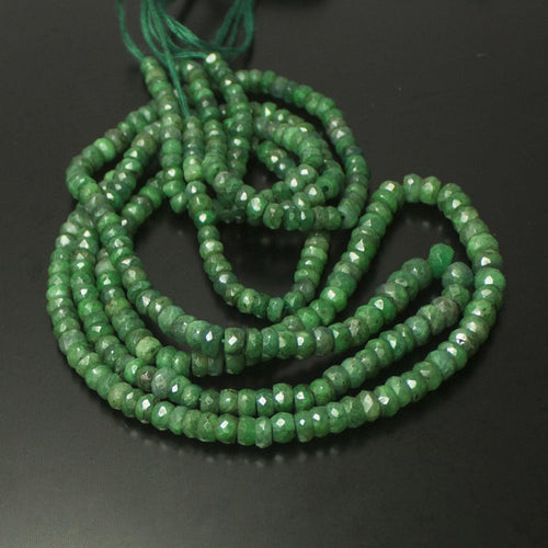 Natural Green Emerald Faceted Rondelle Beads 3.5mm 5mm 17inches - Jalvi & Co.
