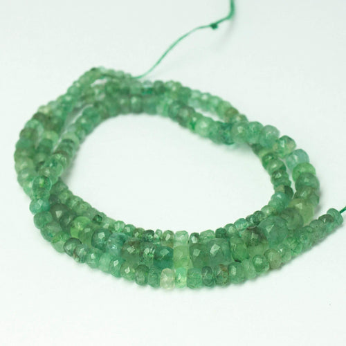 Natural Green Emerald Faceted Rondelle Beads 3mm 5mm 15inches - Jalvi & Co.