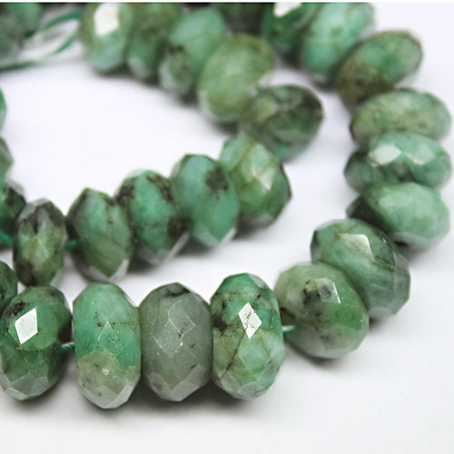 Natural Green Emerald Faceted Rondelle Gemstone Loose Beads Strand 11mm 18mm 14
