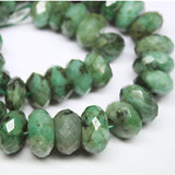 Natural Green Emerald Faceted Rondelle Gemstone Loose Beads Strand 11mm 18mm 14