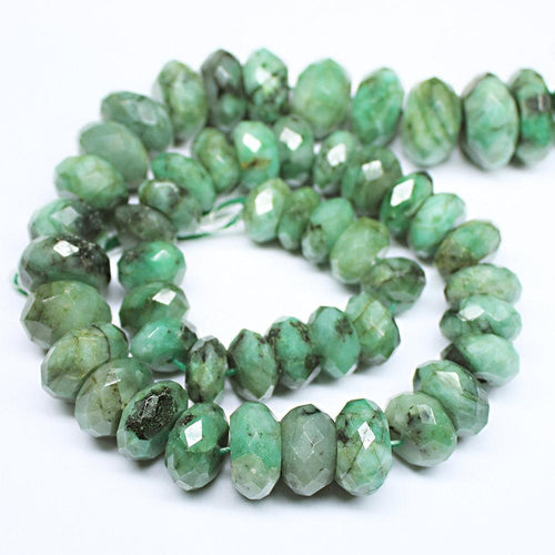Natural Green Emerald Faceted Rondelle Gemstone Loose Beads Strand 11mm 18mm 14