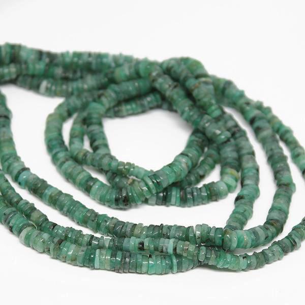 Natural Green Emerald Shaded Smooth Heishi Wheel Beads Strand 16" 4mm 5mm - Jalvi & Co.