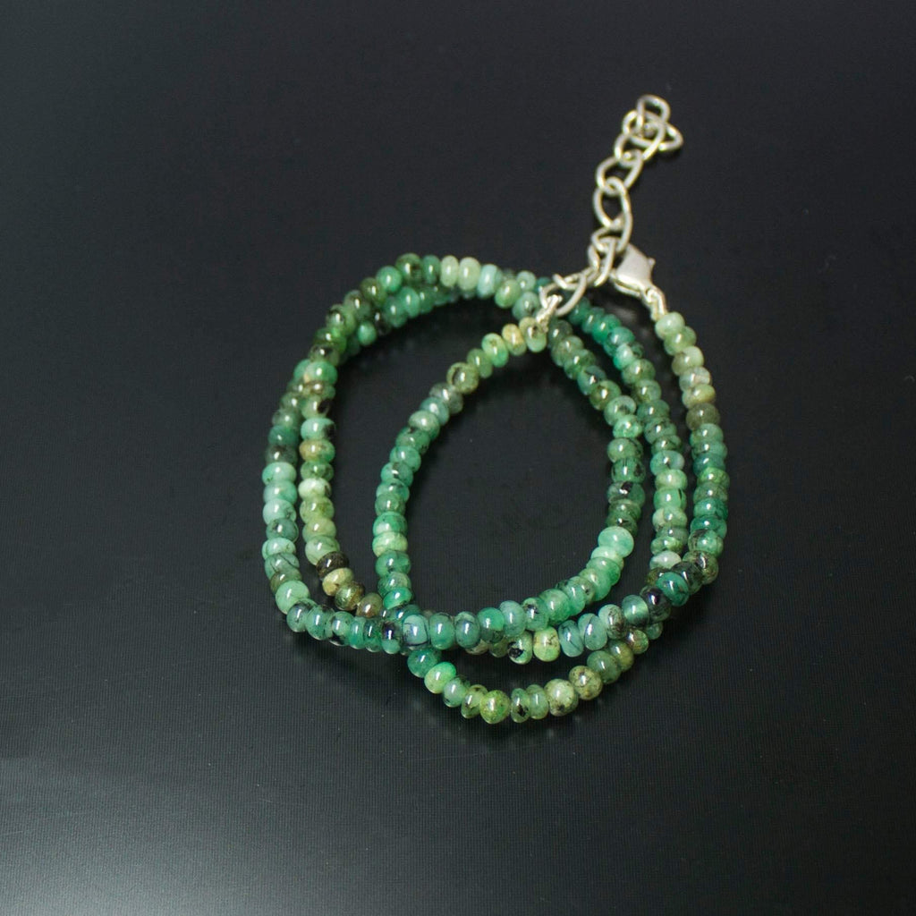 Natural Green Emerald Smooth Rondelle Necklace 3mm 4mm 18inches - Jalvi & Co.