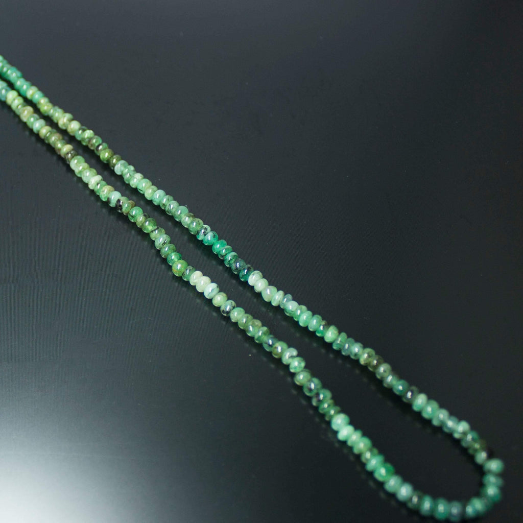 Natural Green Emerald Smooth Rondelle Necklace 3mm 4mm 18inches - Jalvi & Co.