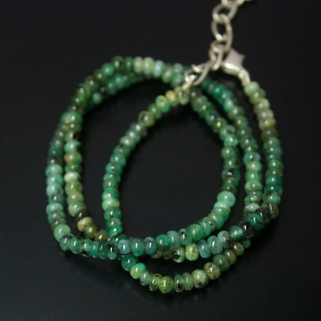 Natural Green Emerald Smooth Rondelle Necklace 3mm 4mm 18inches - Jalvi & Co.