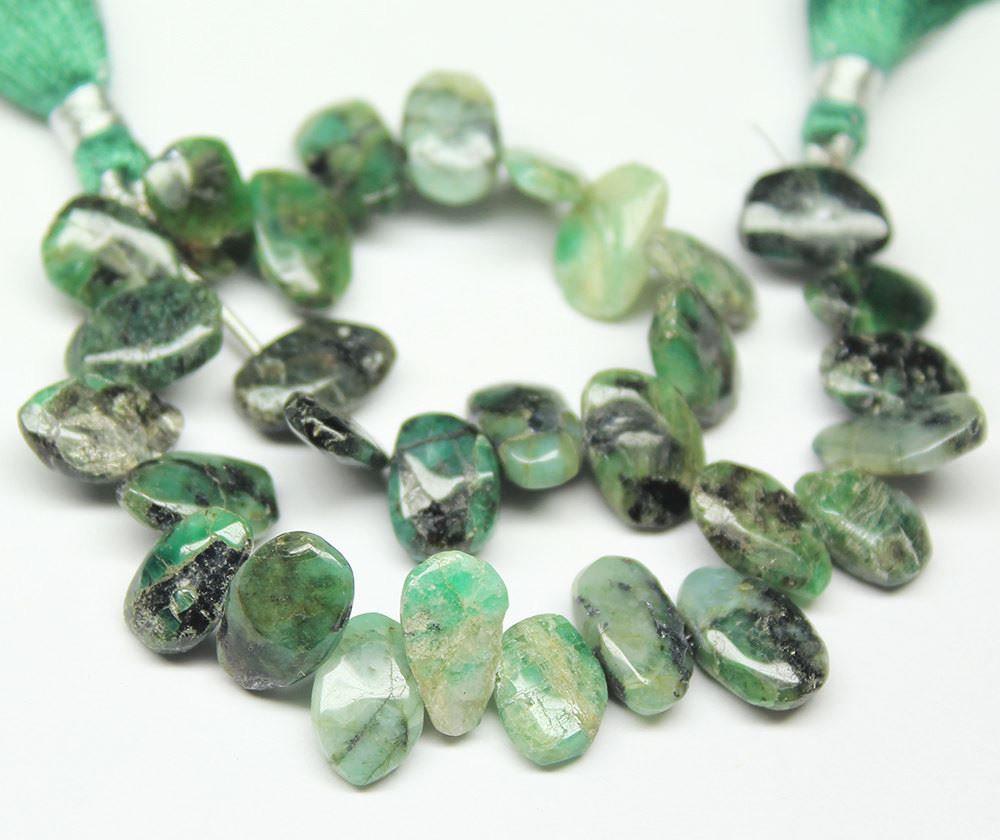 Natural Green Emerald Smooth Tumble Nugget Loose Gemstone Beads 11mm 13mm 8" - Jalvi & Co.