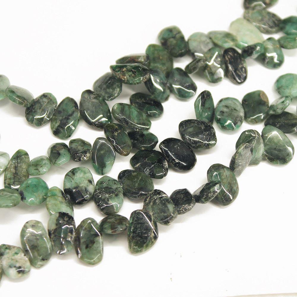 Natural Green Emerald Smooth Tumble Nugget Loose Gemstone Beads 11mm 13mm 8" - Jalvi & Co.