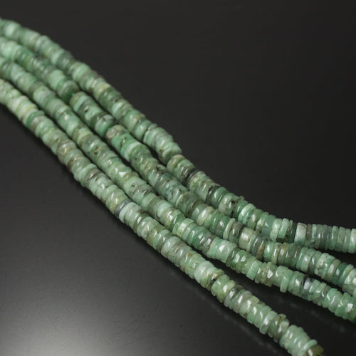 Natural Green Emerald Smooth Wheel Beads 3mm 15inches - Jalvi & Co.