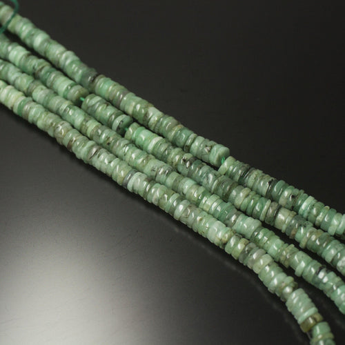 Natural Green Emerald Smooth Wheel Beads 3mm 15inches - Jalvi & Co.