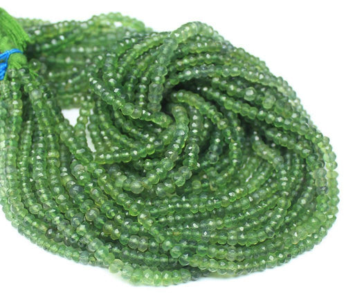 Natural Green Garnet Faceted Rondelle Gemstone Loose Beads Strand 14