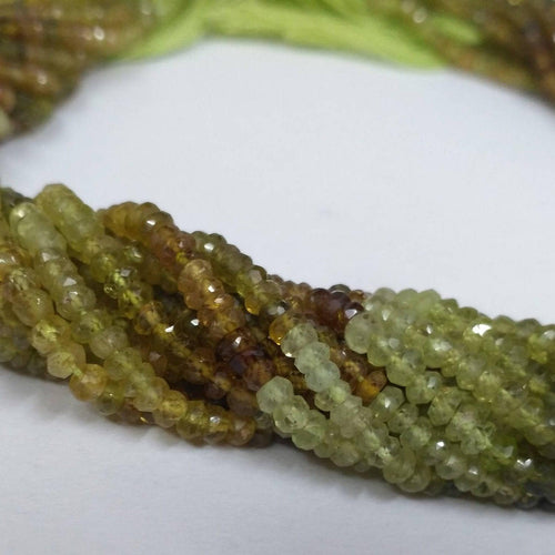 Natural Green Grossular Garnet Faceted Rondelle Loose Gemstone Beads 13