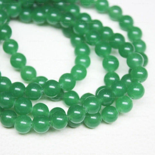 Natural Green Jade Smooth Round Beads 8mm 15inches - Jalvi & Co.