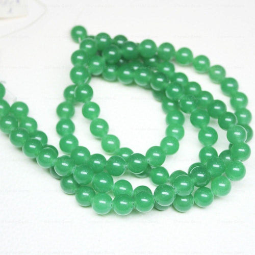 Natural Green Jade Smooth Round Beads 8mm 15inches - Jalvi & Co.