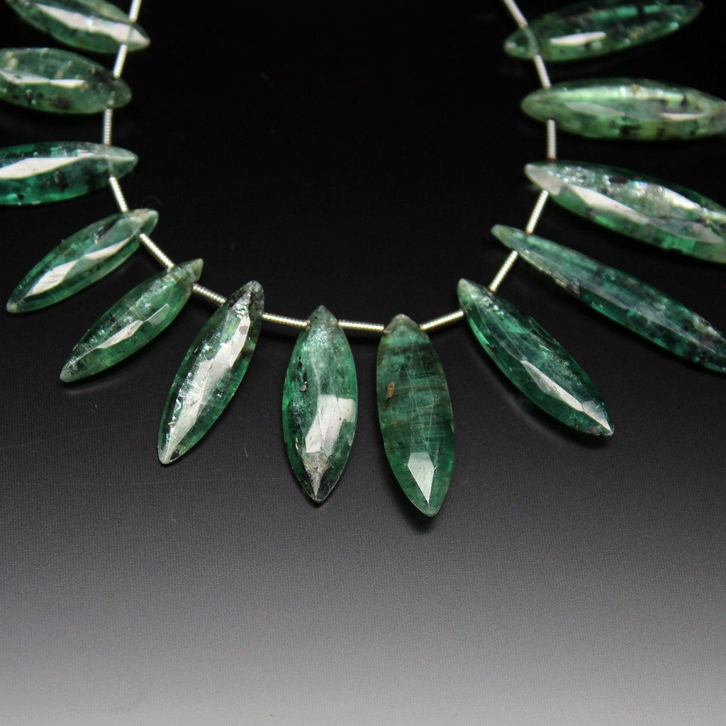 Natural Green Kyanite Faceted Marquise Gemstone Loose Beads Strand 22mm 32mm 4" - Jalvi & Co.