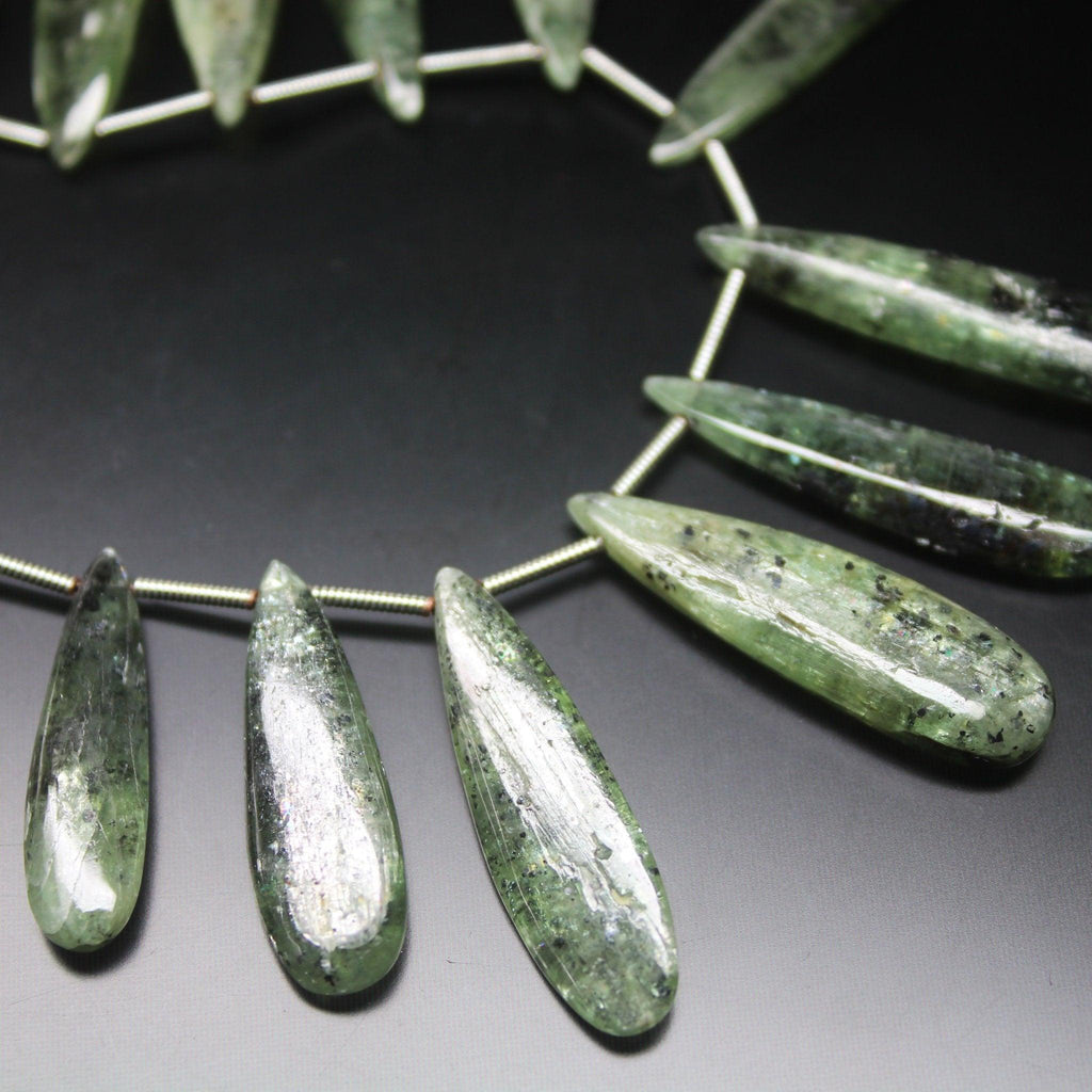 Natural Green Kyanite Smooth Pear Drop Loose Gemstone Beads 4" 22mm 32mm - Jalvi & Co.