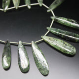 Natural Green Kyanite Smooth Pear Drop Loose Gemstone Beads 4