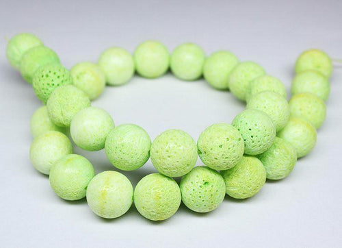 Natural Green Lava Rock Smooth Round Ball Spacer Gemstone Loose Beads 14mm 17