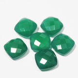 Natural Green Onyx Faceted Checker Cushion Gemstone Matching Pair Beads 6pc 10mm