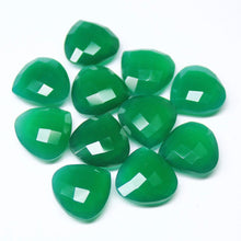 Load image into Gallery viewer, Natural Green Onyx Faceted Heart Drop Beads 14mm 2pc - Jalvi &amp; Co.