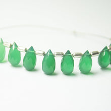 Load image into Gallery viewer, Natural Green Onyx Faceted Teardrop Beads 10mm 5mm 10pc - Jalvi &amp; Co.