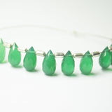 Natural Green Onyx Faceted Teardrop Beads 10mm 5mm 10pc