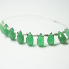 Load image into Gallery viewer, Natural Green Onyx Faceted Teardrop Beads 10mm 5mm 10pc - Jalvi &amp; Co.