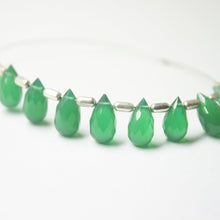 Load image into Gallery viewer, Natural Green Onyx Faceted Teardrop Beads 10mm 5mm 10pc - Jalvi &amp; Co.