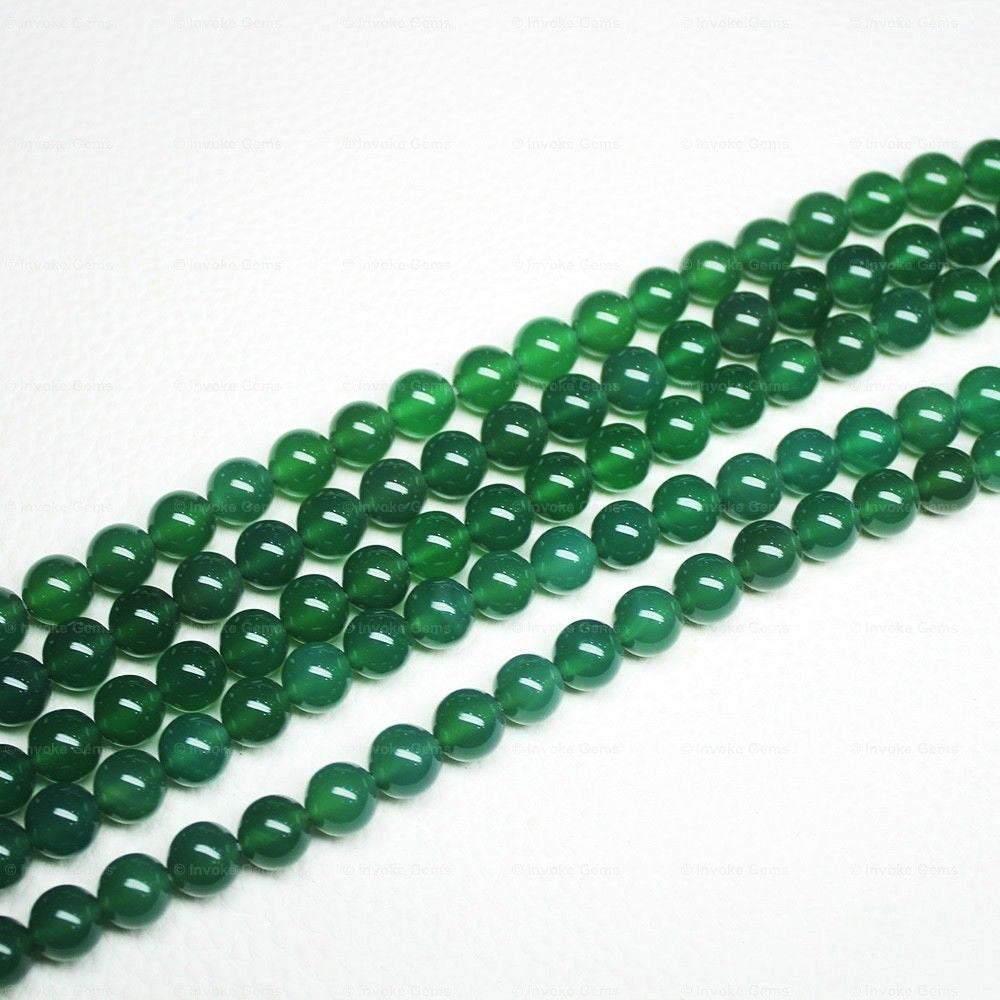 Natural Green Onyx Smooth Round Ball Loose Gemstone Beads Strand 15" 8mm - Jalvi & Co.