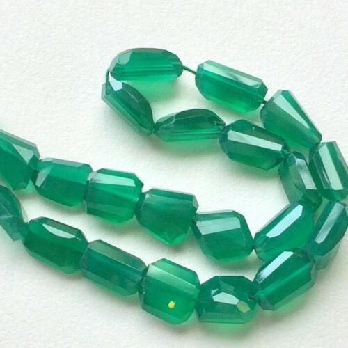 Natural Green Onyx Step Cut Nuggets Gemstone Gemstone Loose Beads 9" 9mm 13mm - Jalvi & Co.
