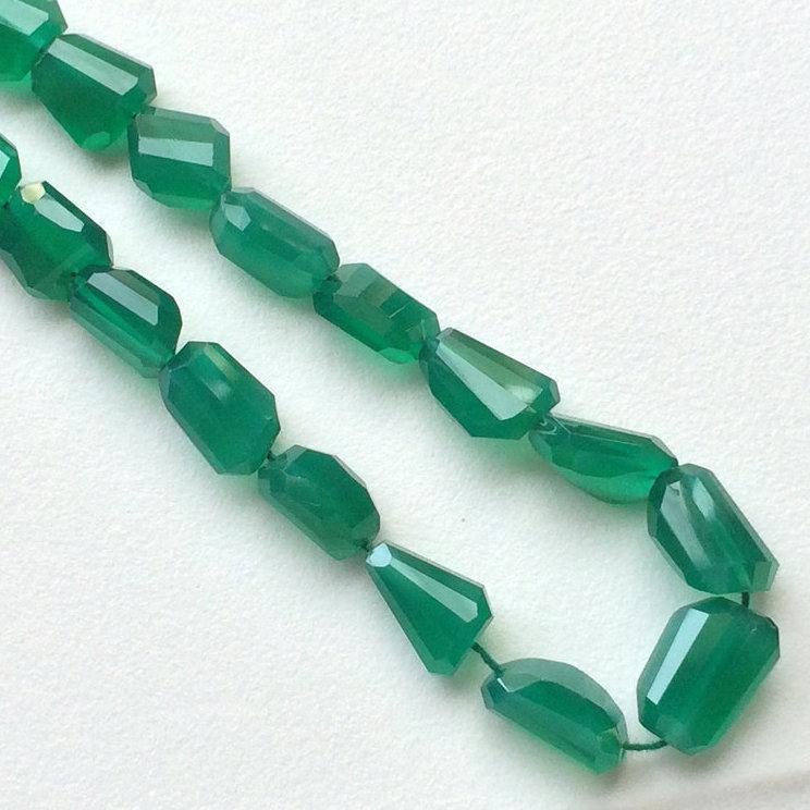 Natural Green Onyx Step Cut Nuggets Loose Gemstone Beads 9.5" 19mm 23mm - Jalvi & Co.