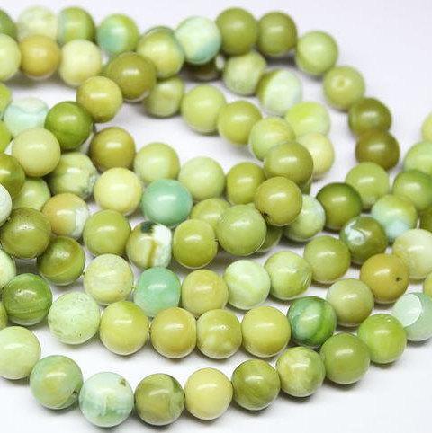 Natural Green Opal Smooth Round Beads 6mm 14inches - Jalvi & Co.