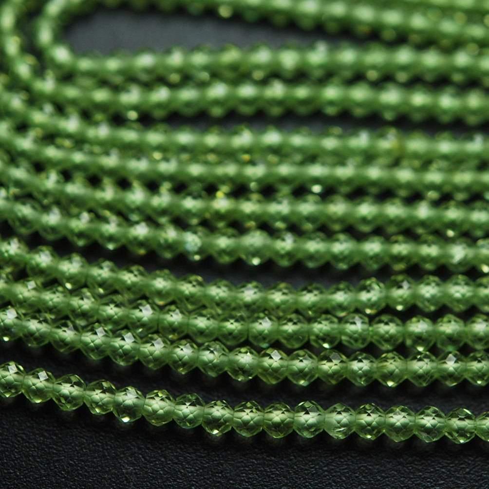Natural Green Peridot Faceted Rondelle Loose Gemstone Spacer Beads 13" 2mm - Jalvi & Co.