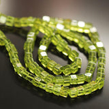 Natural Green Peridot Smooth Box Loose Gem Cube Square Bead Strand 16