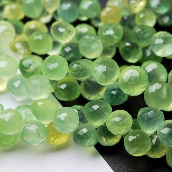 Natural Green Prehnite Faceted Onion Beads 5mm 6mm 8inches - Jalvi & Co.