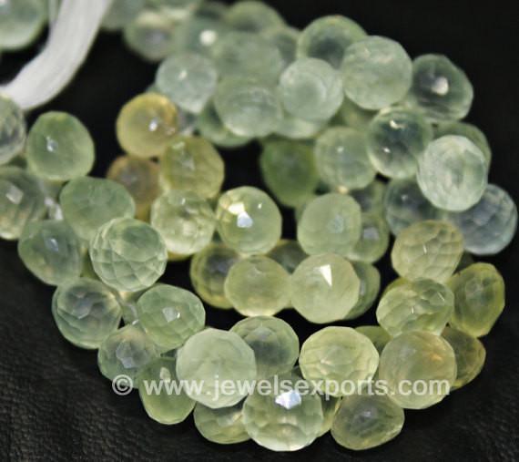 Natural Green Prehnite Faceted Onion Beads 7mm 8mm 6.5inches - Jalvi & Co.